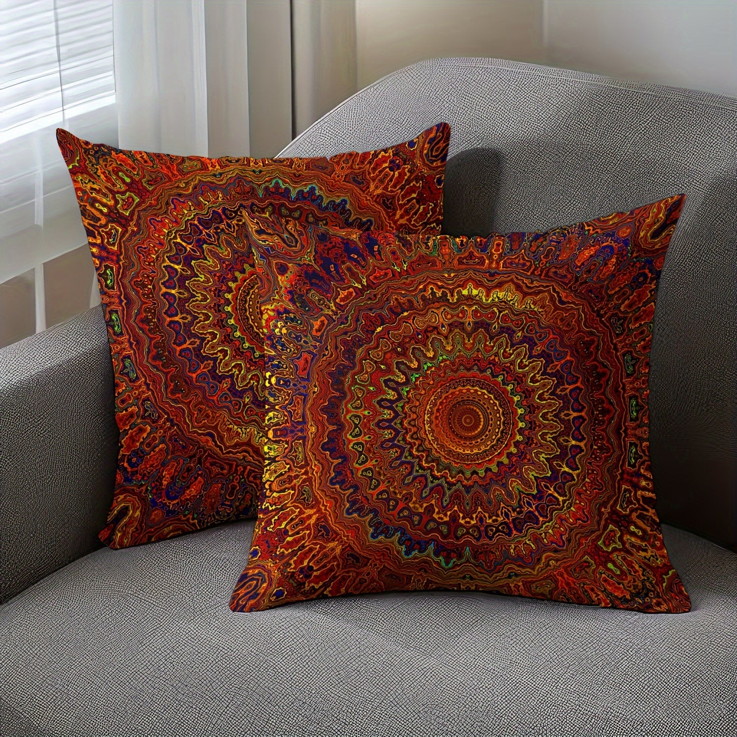 Bohemian Style Pillow Cover 2pcs 45.72cm x 18in Short Plush Double-Sided Printing Modern Art Home Decor