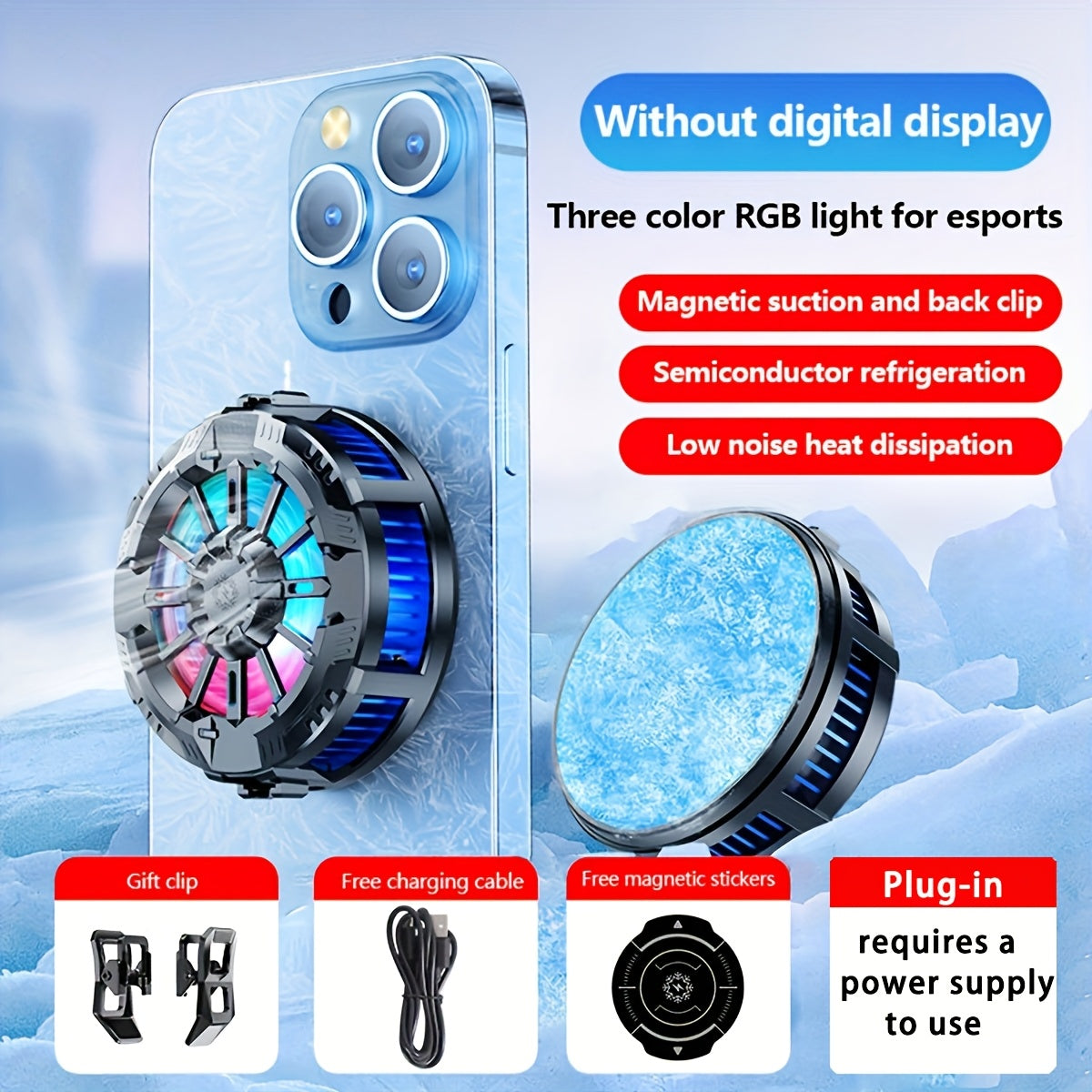 Universal Magnetic Phone Cooler USB Plug-in Cooling Accessory for Apple and Android Phones