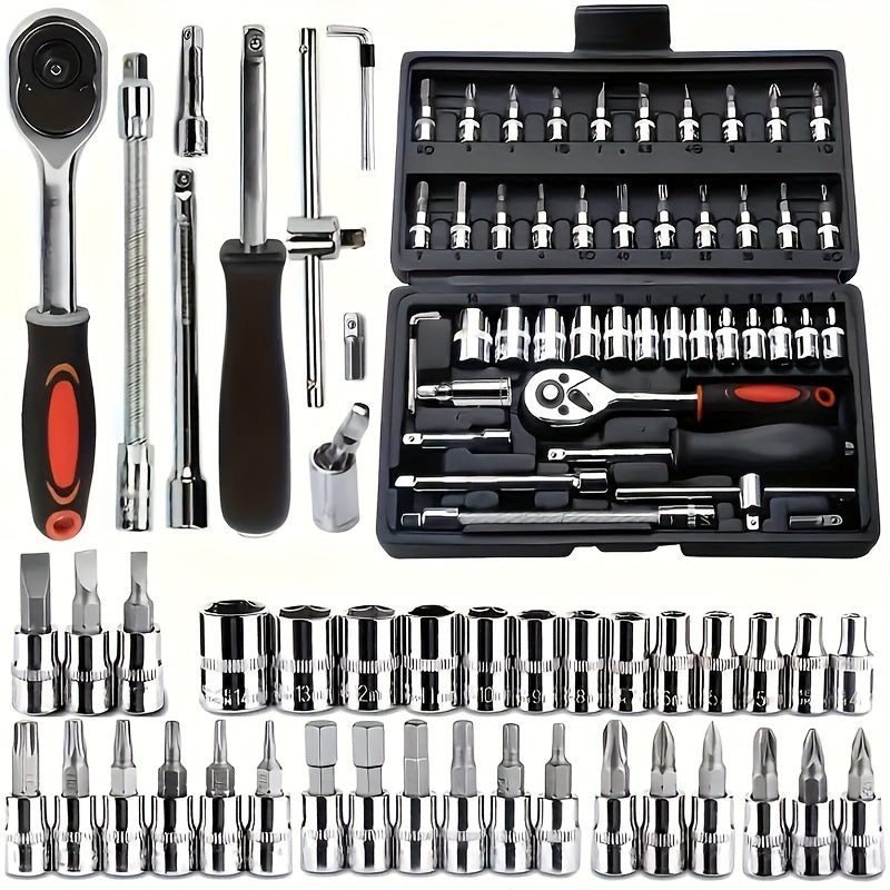 Automotive Repair Tools Set With Ratchet and Screwdrivers for Cars and Motorcycles