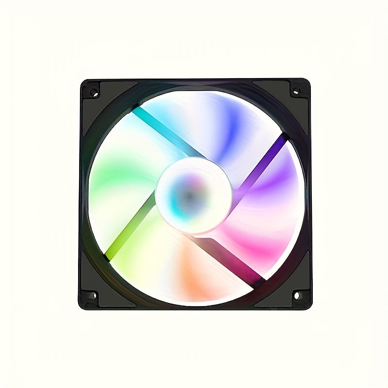 12cm Silent LED Computer Case Fan with Turbo Blades Multi-Color Lighting Black White
