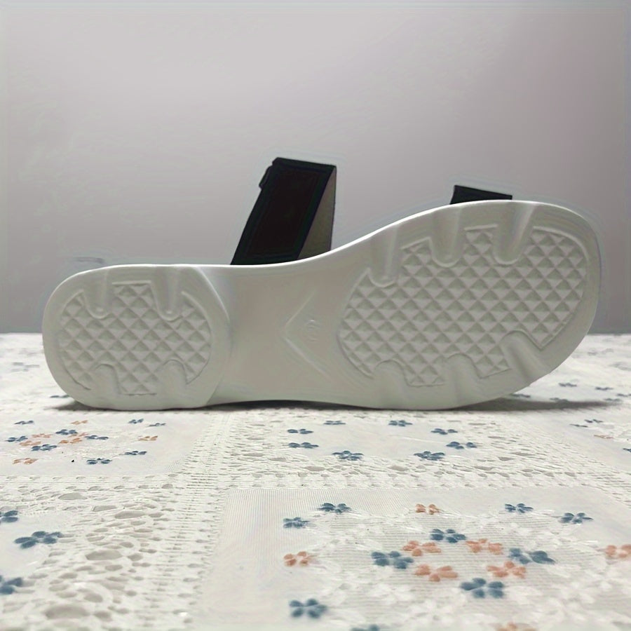 Women's Summer Sandals Open-Toe Breathable Flat Cushioned Sole Black