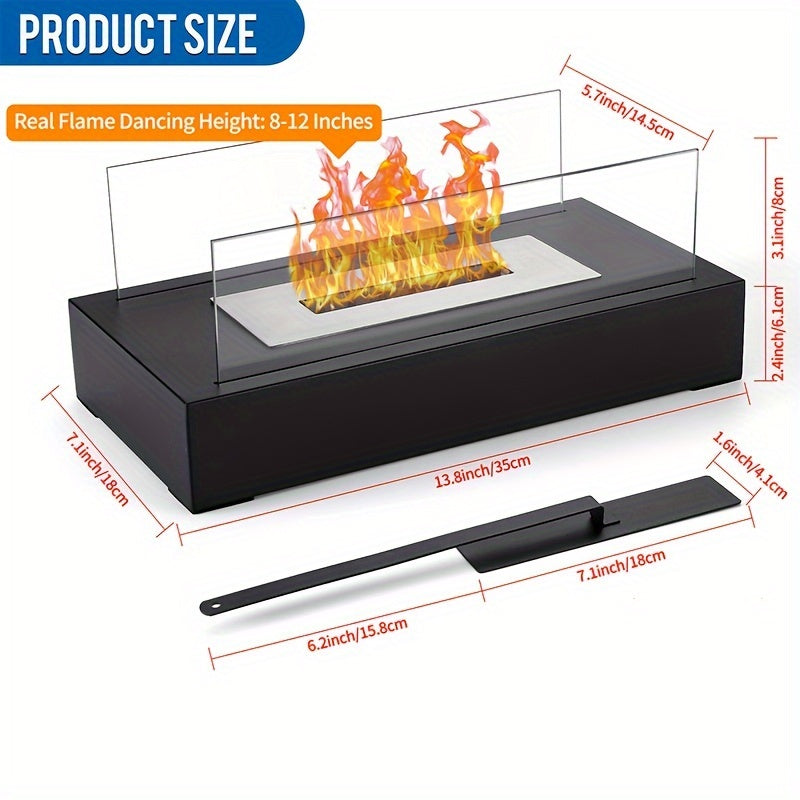 Rectangular Bioethanol Tabletop Fire Pit Portable Outdoor Camping Fireplace