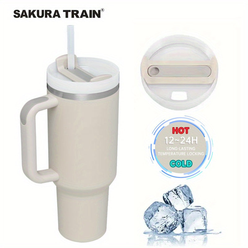 Large Stainless Steel Travel Mug with Straw for Camping School and Sports