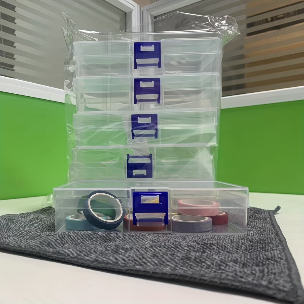 Transparent Plastic Storage Box with 5 Compartments for Jewelry Makeup and Tools