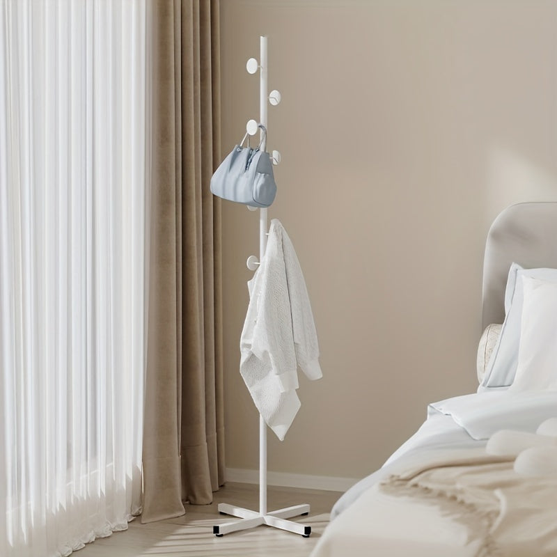 Perchero de suelo moderno con estante y barra para colgar para entrada y sala de estar