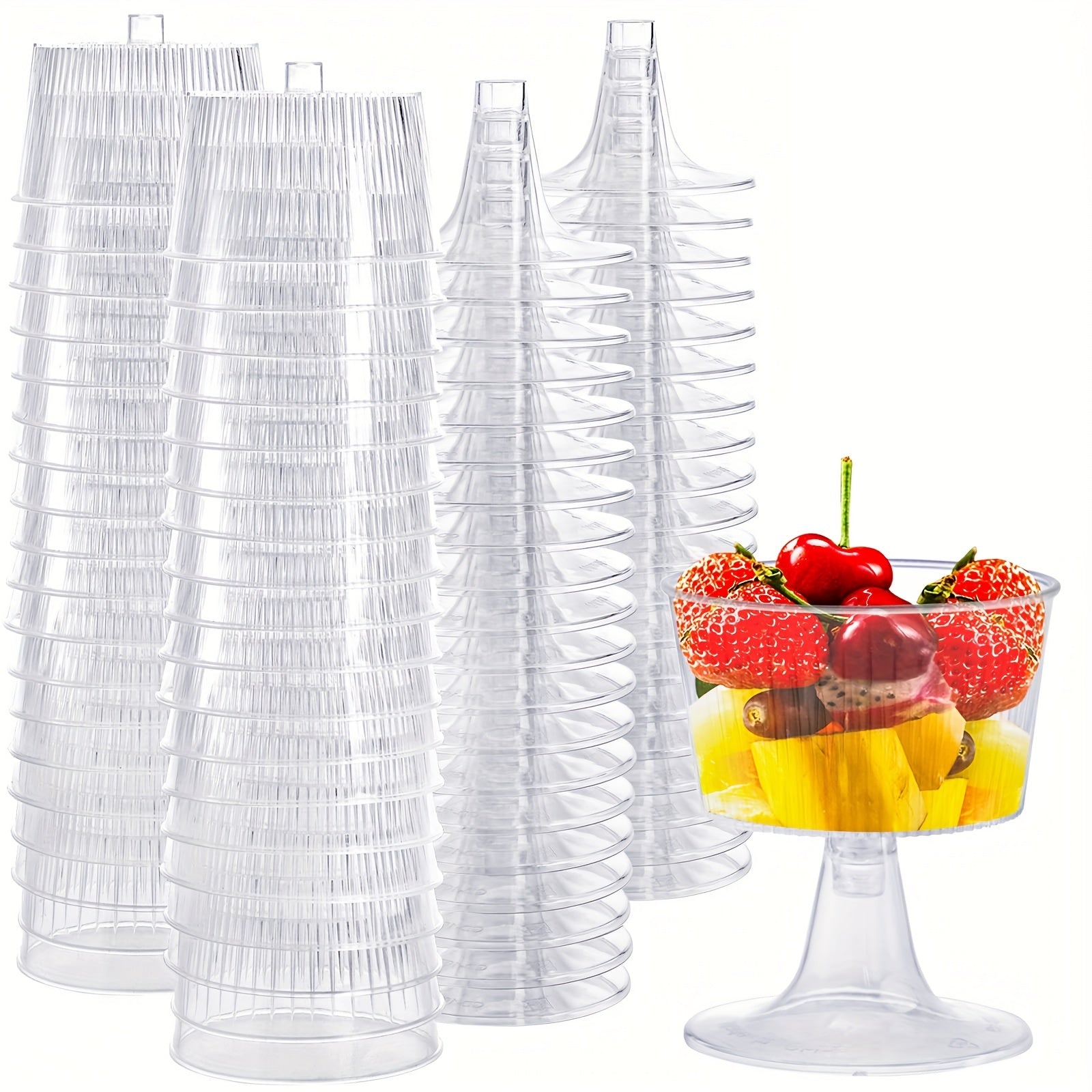 25 Clear Disposable Plastic Martini Glasses Tall for Cocktails Desserts and Parties