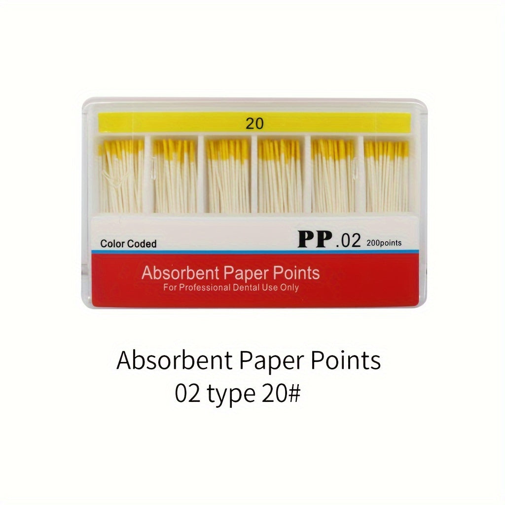 Absorbent Paper Points Set of 200 for Taper 02 Sizes 15 20 25 30 40