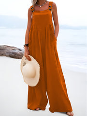 Mono sin mangas de talla grande con tirantes de botones, estilo vacaciones