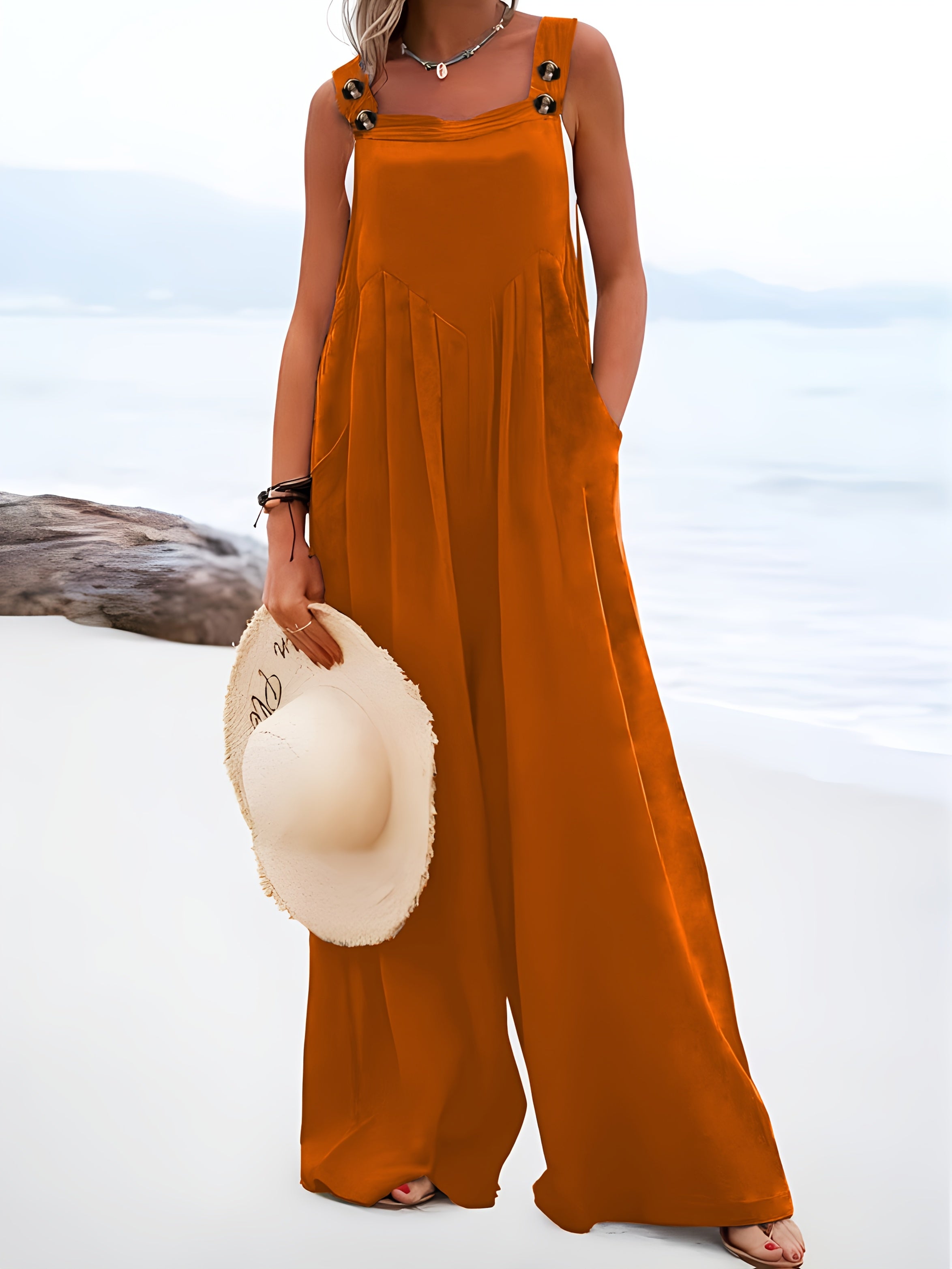 Yangi zamonaviy plussayz jumpsuit, tasodifiy kiyim uchun tugmachali belbog'lar bilan.