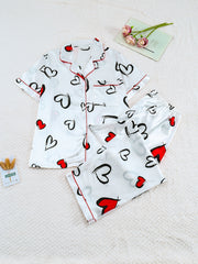 Пижама из сатина с леопардовым принтом для женщин, топ с коротким рукавом, длинные штаны, неэластичный полиэстер спандекс, ночная одежда