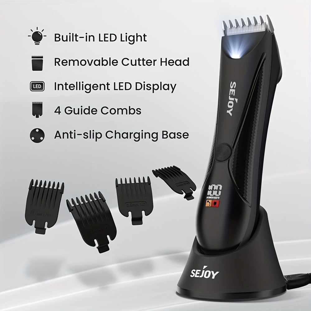 Recortadora eléctrica inalámbrica para cuerpo con carga USB, luz LED, 600mAh
