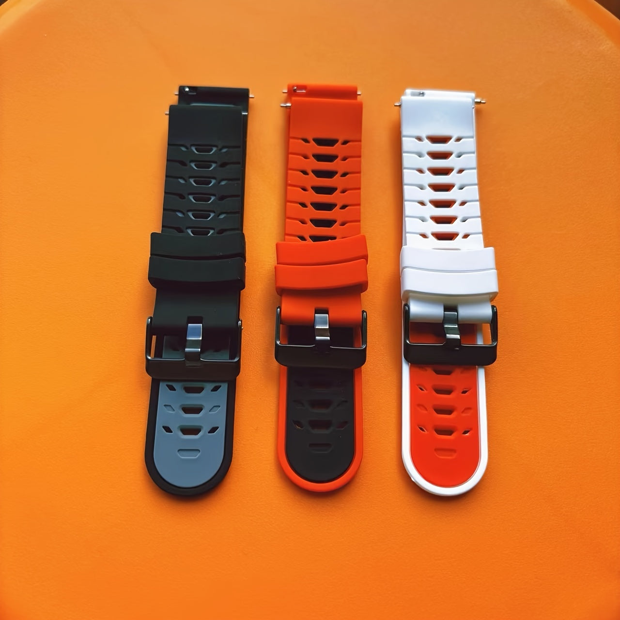 22mm Two-Tone Silicone Smart Watch Strap Breathable Adjustable Replacement for Sports Watches