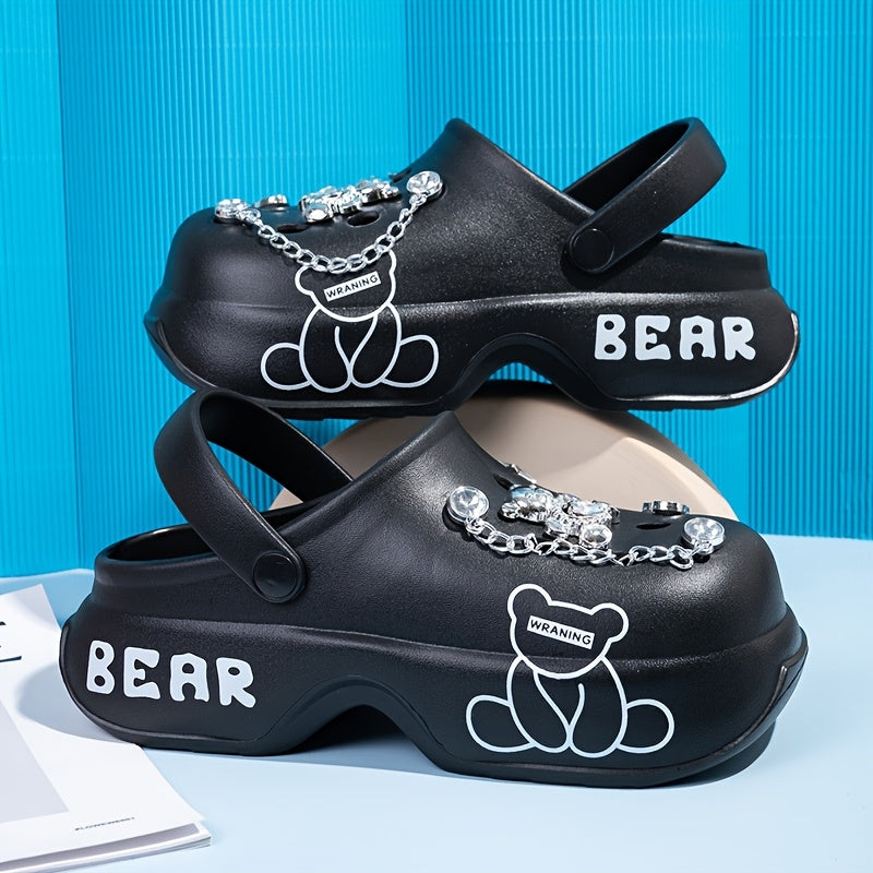 Women's Pink Bear-Themed EVA Slippers Soft Comfortable All-Season Fashion