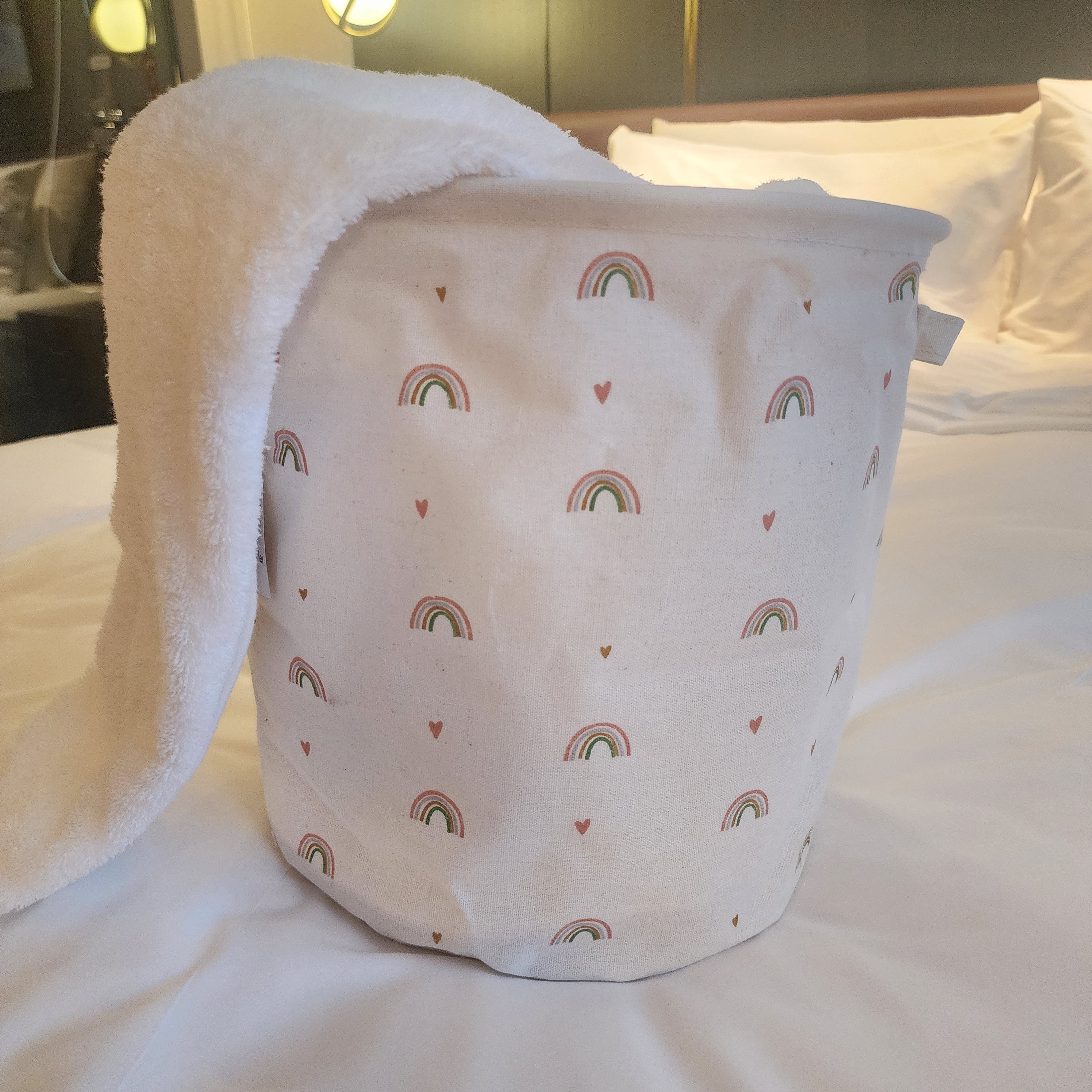 Collapsible Laundry Basket with Handles Rainbow Design Polyester Hamper for Clothes Storage