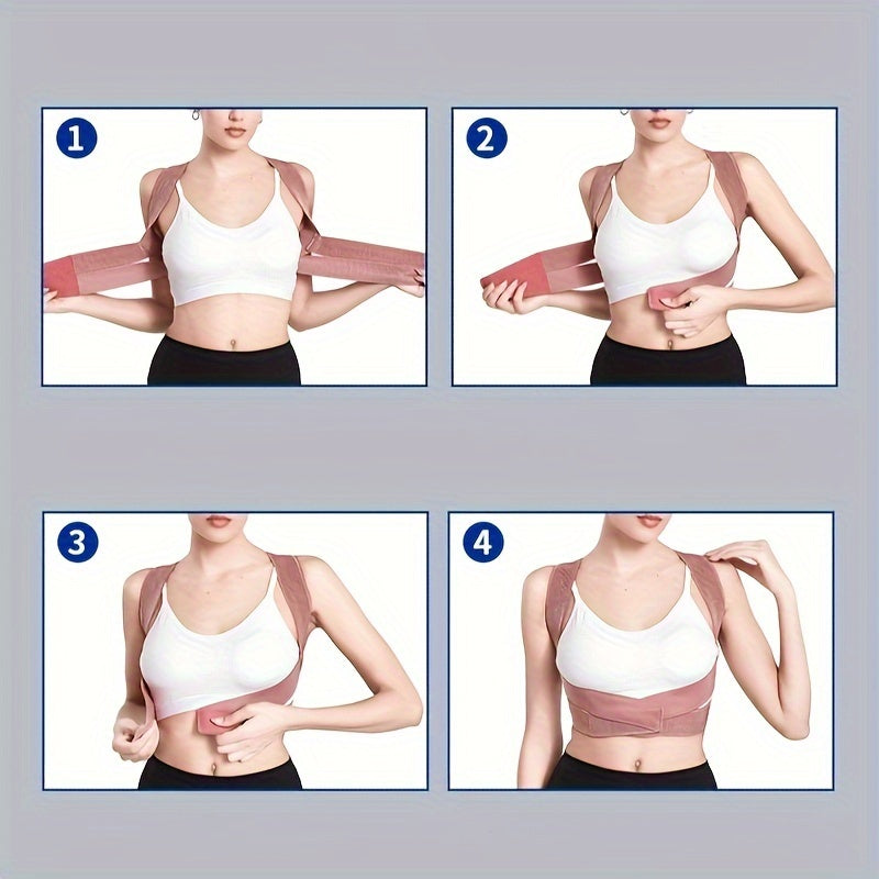 Invisible Back Brace for Hunched Shoulders Posture Support Adjustable Spinal Alignment Black Pink