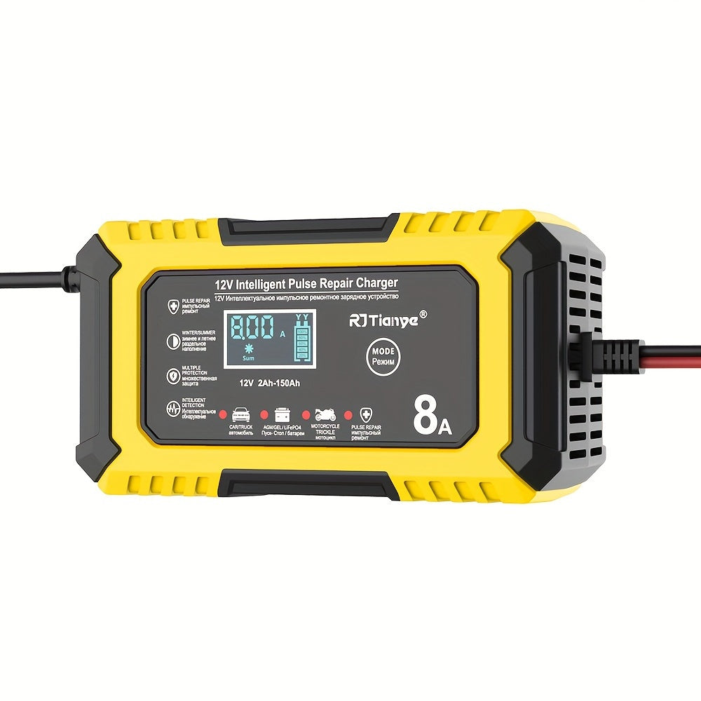 12V 8A Car Battery Charger with LCD Display Smart Fast Repair for Lead-Acid Batteries