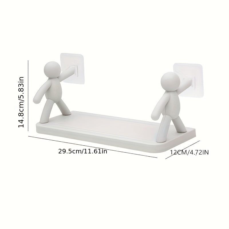 Small Wall-Mounted Floating Shelf No Drilling Bathroom Kitchen Organizer