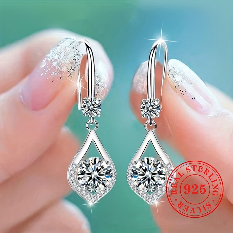 Sterling Silver Dangle Earrings for Women Zirconia Drop Jewelry for Parties