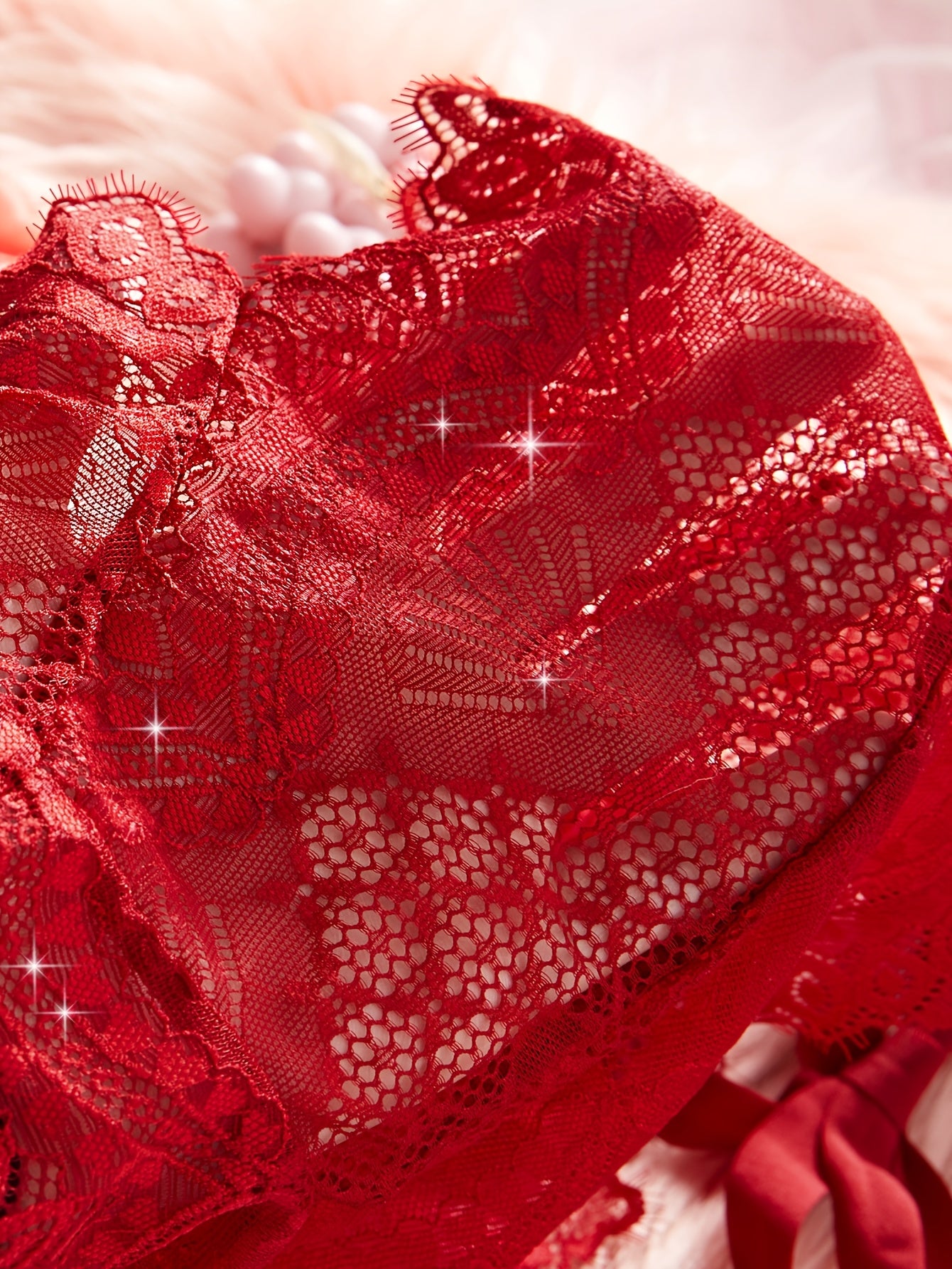 Women's Lace Bodysuit Lingerie for Valentine's Day with Eyelash Detailing