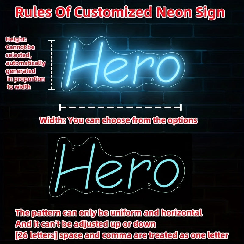 Letrero de neón USB personalizable con interruptor regulable para iluminación personalizada