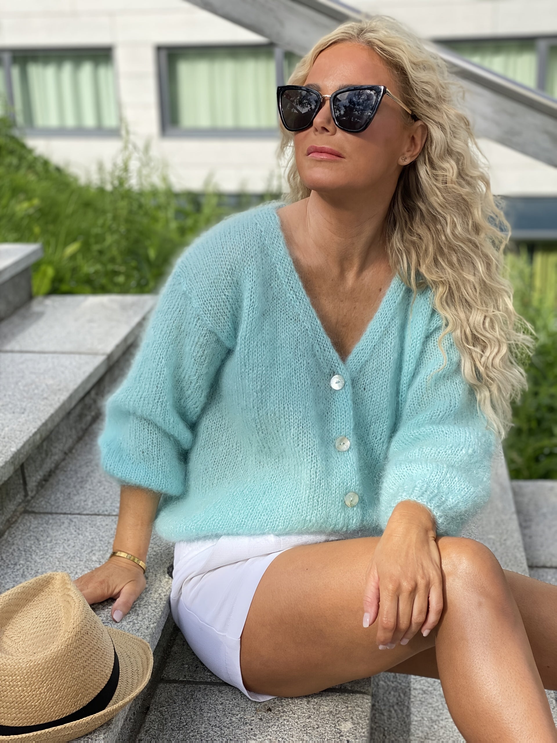 Plus Size Women's Knit Sweater Cardigan Open Front V-Neck Casual Formal