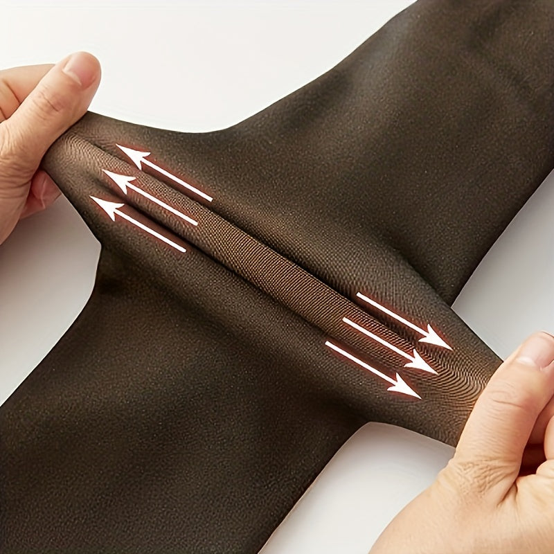 Women's High-Waisted Elastic Leggings Solid Color Polyester Spandex Knit