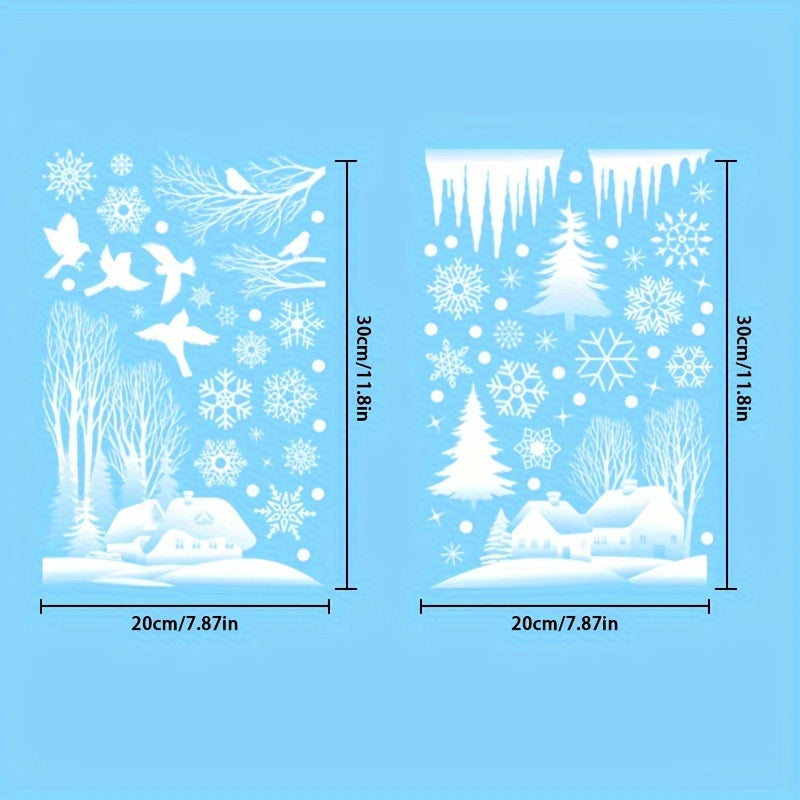 74 Christmas Window Clings Snowflake Woodland Cabin Festive Home Decor