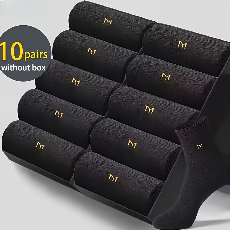Men's Breathable Mesh Dress Socks 10 Pairs Odor-Resistant Comfortable Fits US Sizes 9-11