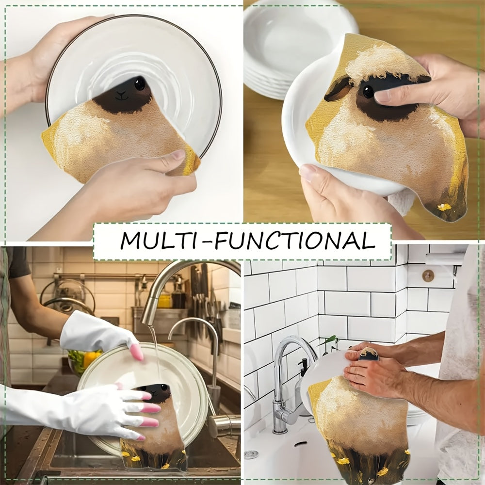 Набор из 2 кухонных полотенец для овец, ультра мягкие, впитывающие, 40x60 см, легко очищаются