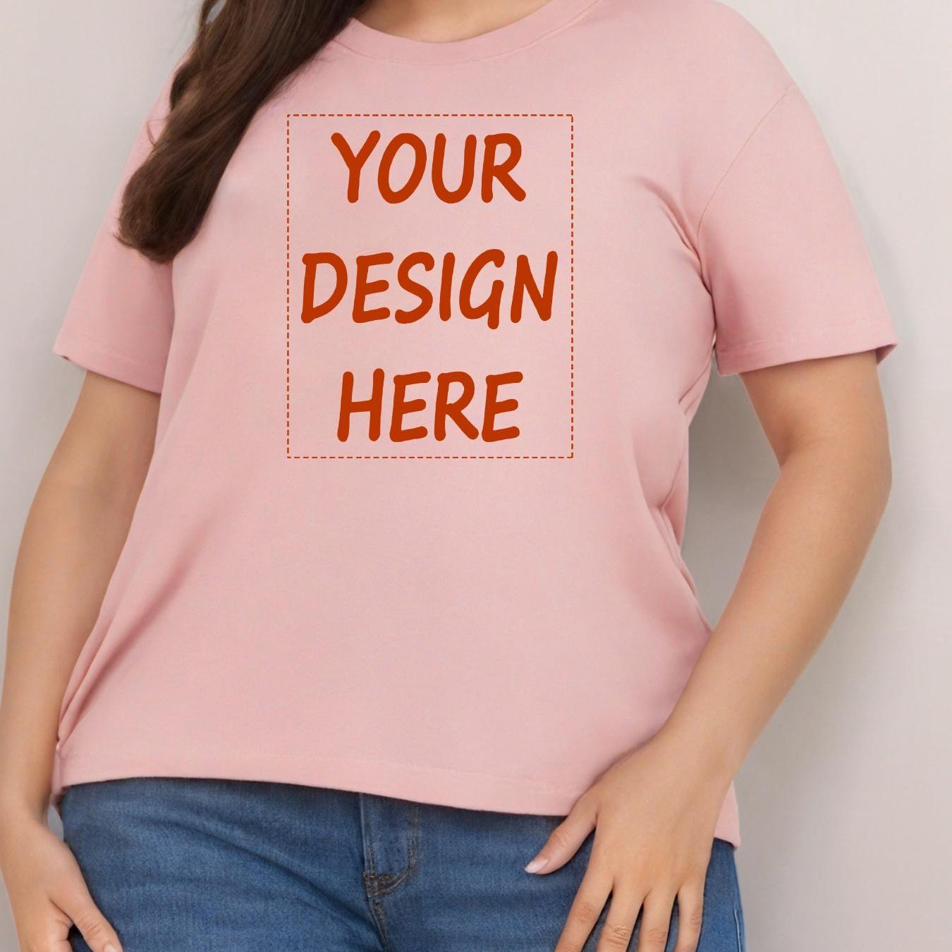 Plus Size Women's Customizable Breathable Short Sleeve T-Shirt