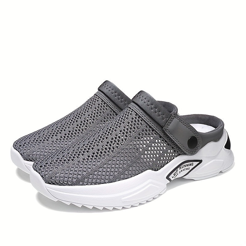 Men's Breathable Knit Slip-On Clogs with Non-Slip Sole for Summer Outdoor Walks
