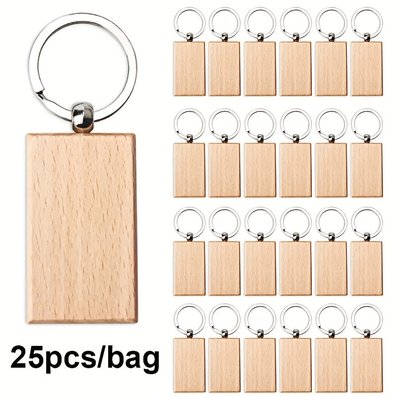 Wooden Keychains Pack of 25 Mixed Shapes for Laser Engraving
