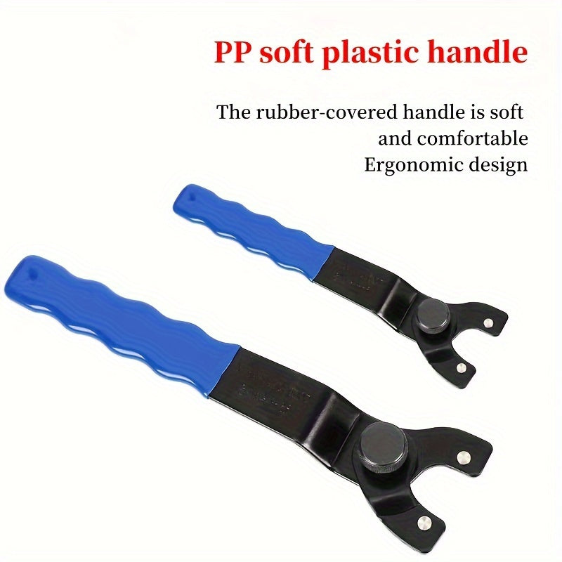 1Pc High-Carbon Steel Adjustable Angle Grinder Wrench Blue Handle