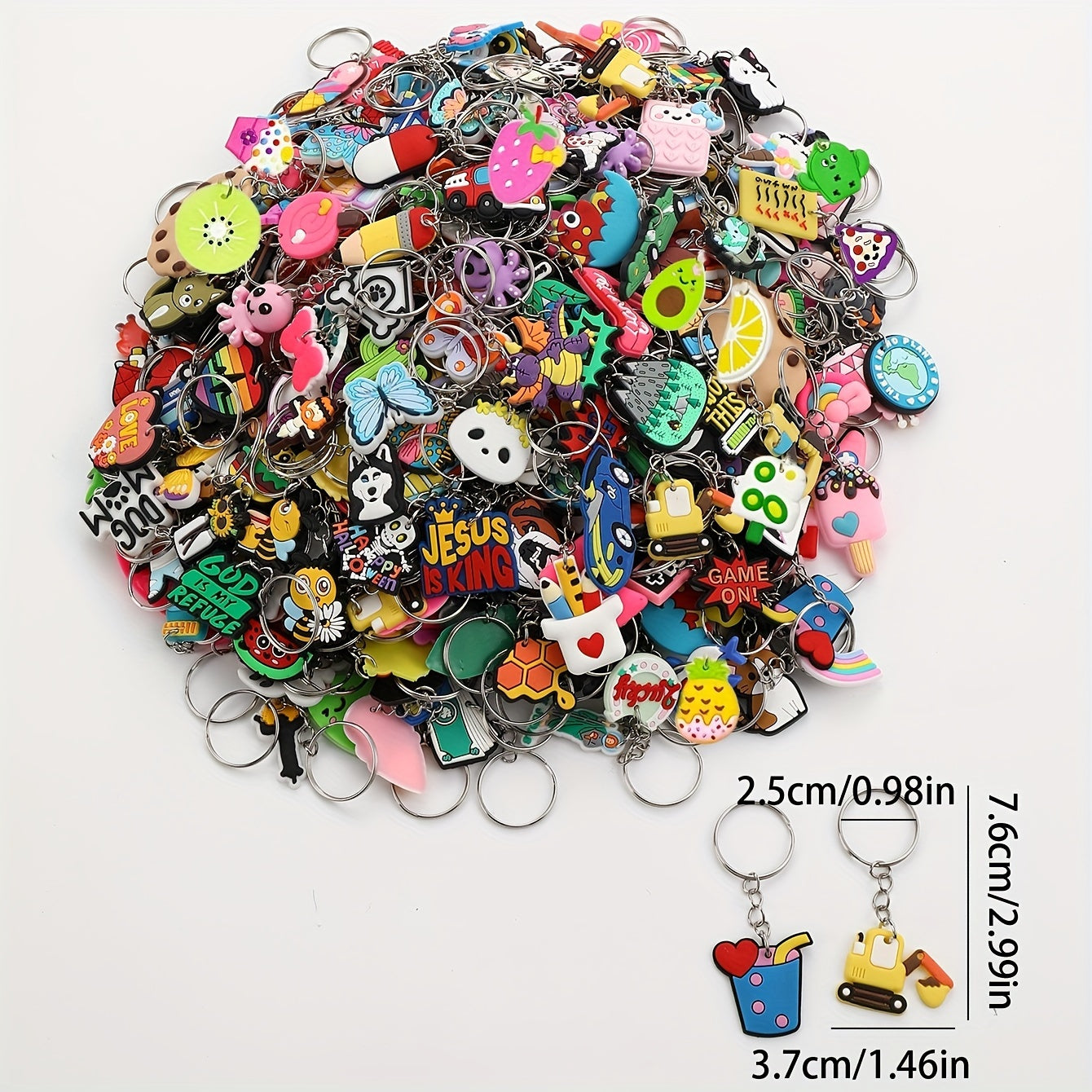 Ассорти из ПВХ брелков - Включает 20/50/80 штук с милыми мультяшными животными, леденцами и капсулами. Яркие брелки для рюкзаков, косметичек и сумок.