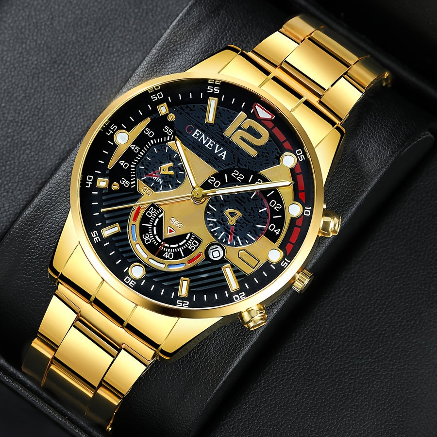 Set of 4 Men's Quartz Watches Shock-Resistant Alloy Round Analog Fashionable