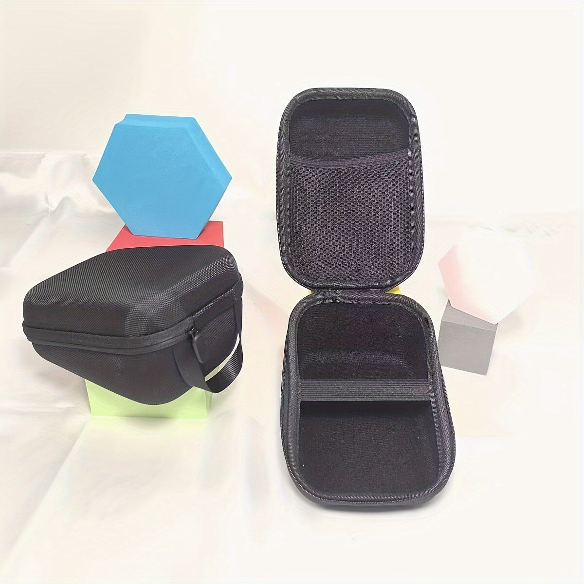 Black Fabric Hard Shell Blood Pressure Monitor Case with Handle