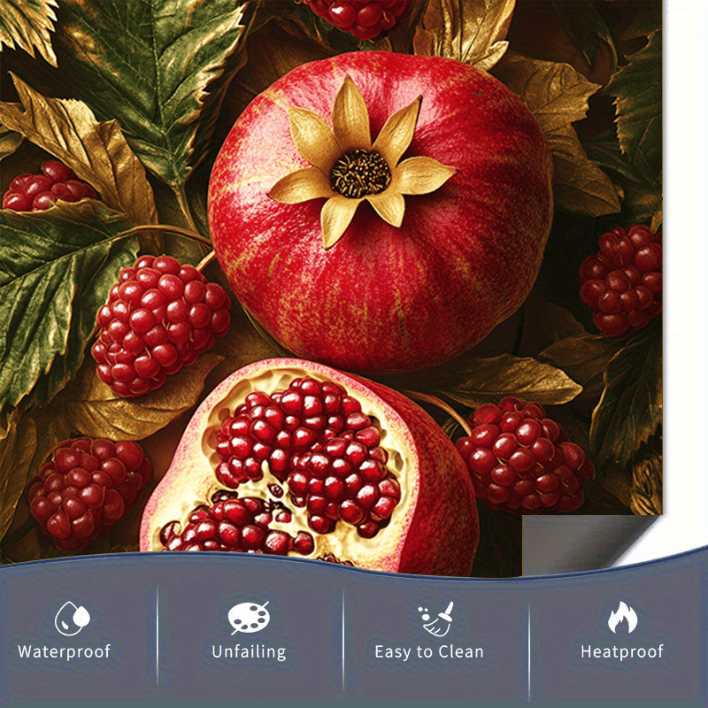 Anor mevali magnet stiker, suv o'tkazmaydigan PVC, oshxona texnikasi, muzlatgich, kir yuvish mashinasi, pech, 58x65 sm