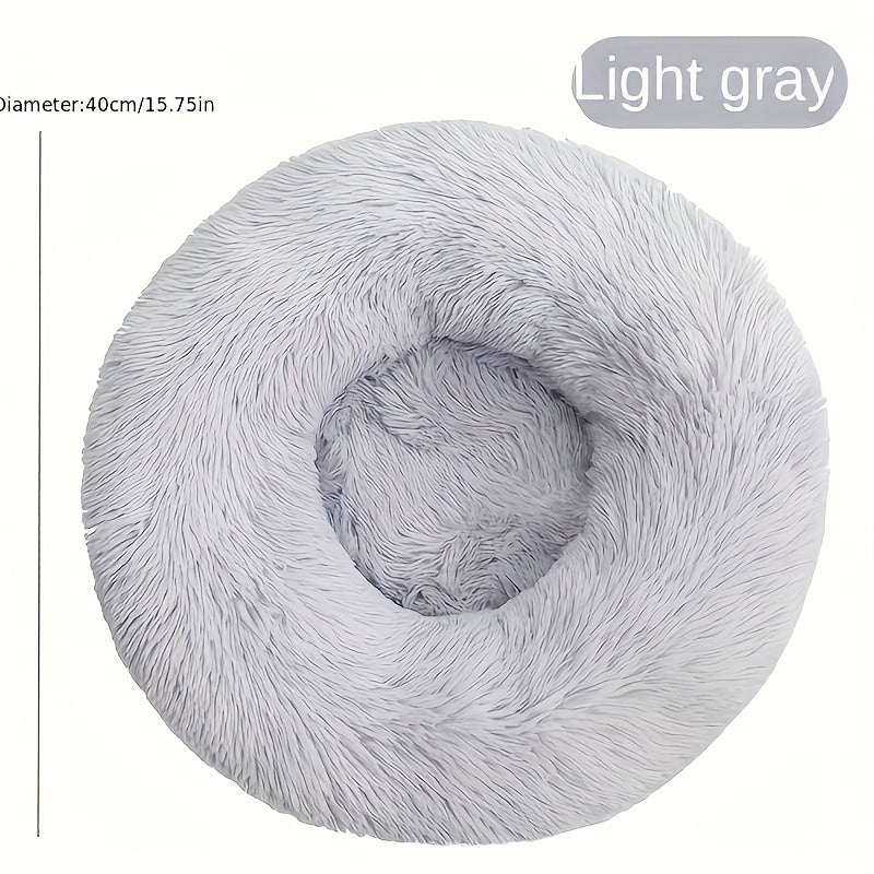 Extra Large Round Dog Bed Non-Slip Faux Plush Polyester Warm Cuddly Pillow