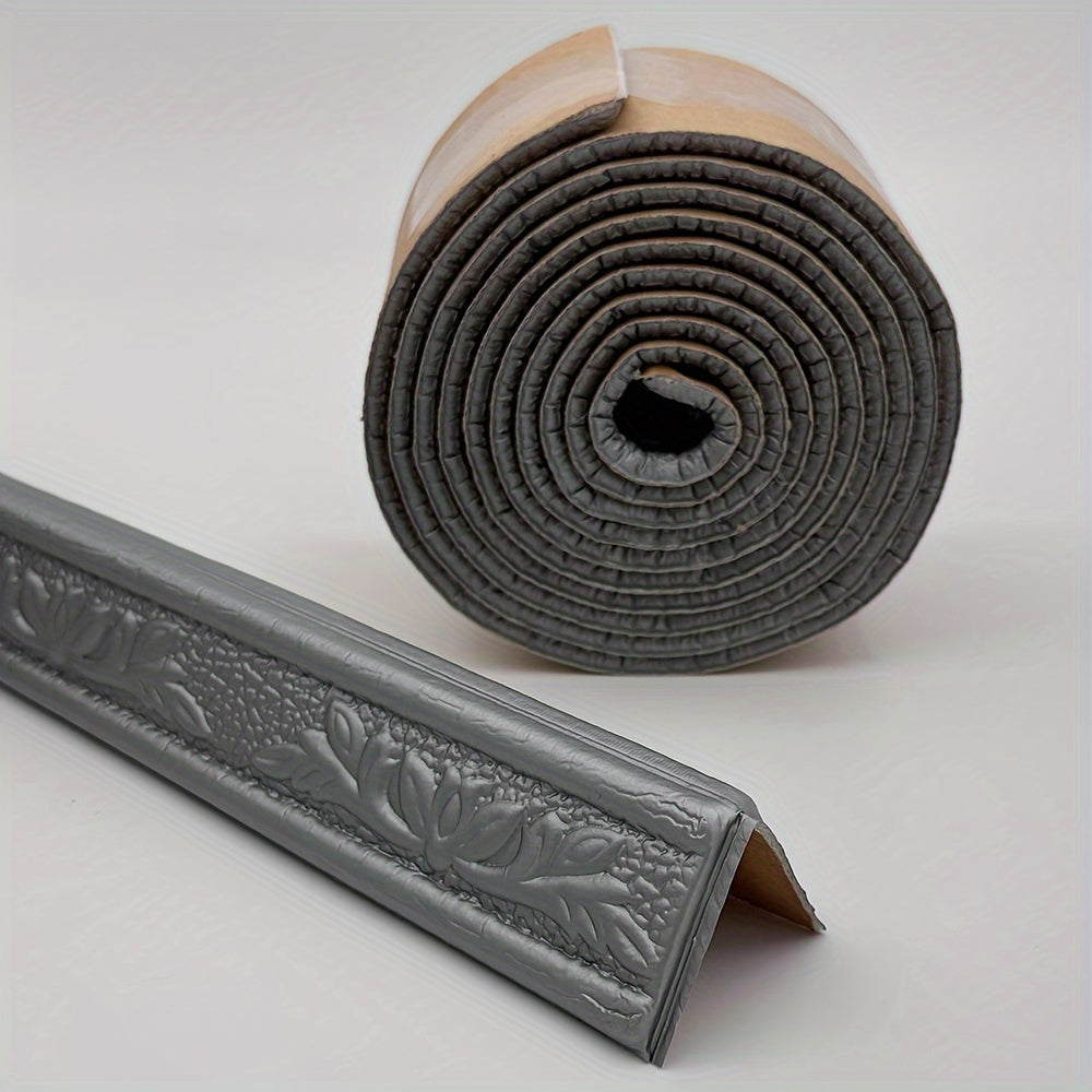 Golden Floral Self-Adhesive Vinyl Wall Trim with Leaf Pattern for Ceilings and Walls 230cmx8cm