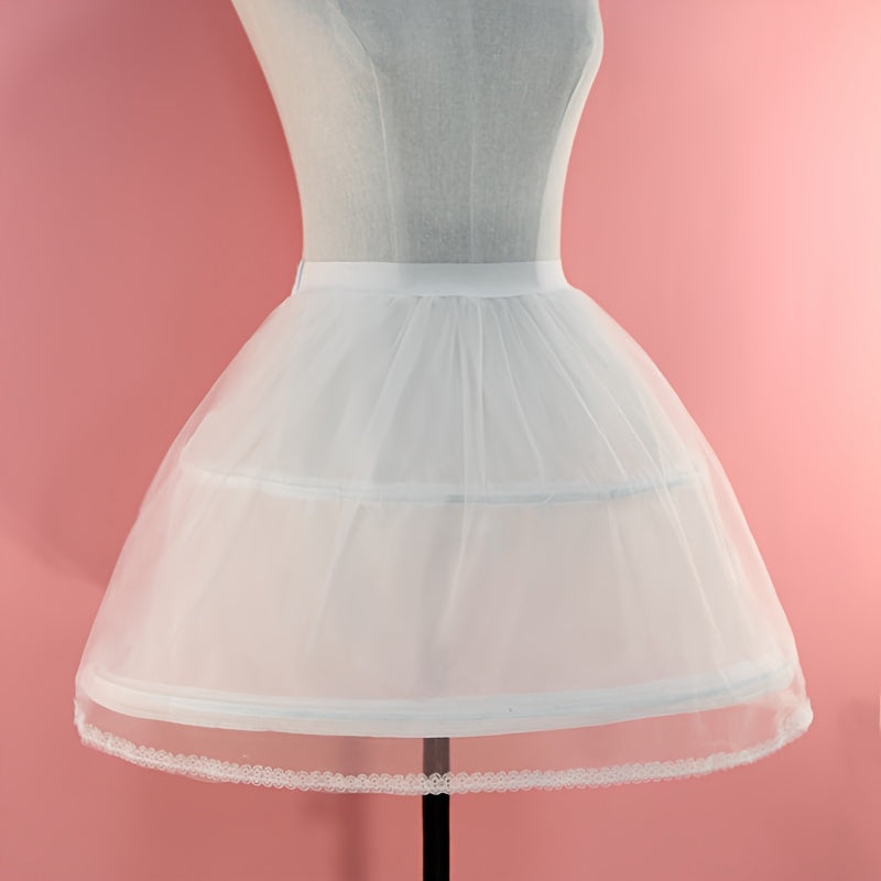 Tulle Petticoat with Steel Frame Floral Lace Two-Tier Hoop for Weddings