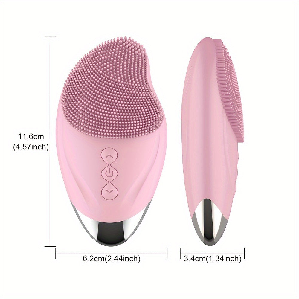 Rechargeable Silicone Facial Cleansing Brush with Heating Massage Pink Purple Grey