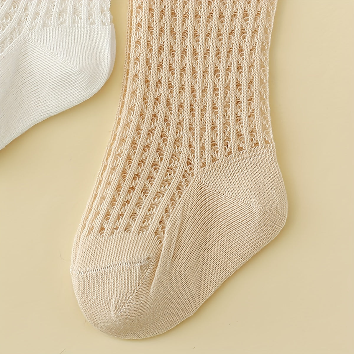 Набор из 4 пар детских носков для малышей, до колена, сетчатые, с узором из бантиков, хлопок