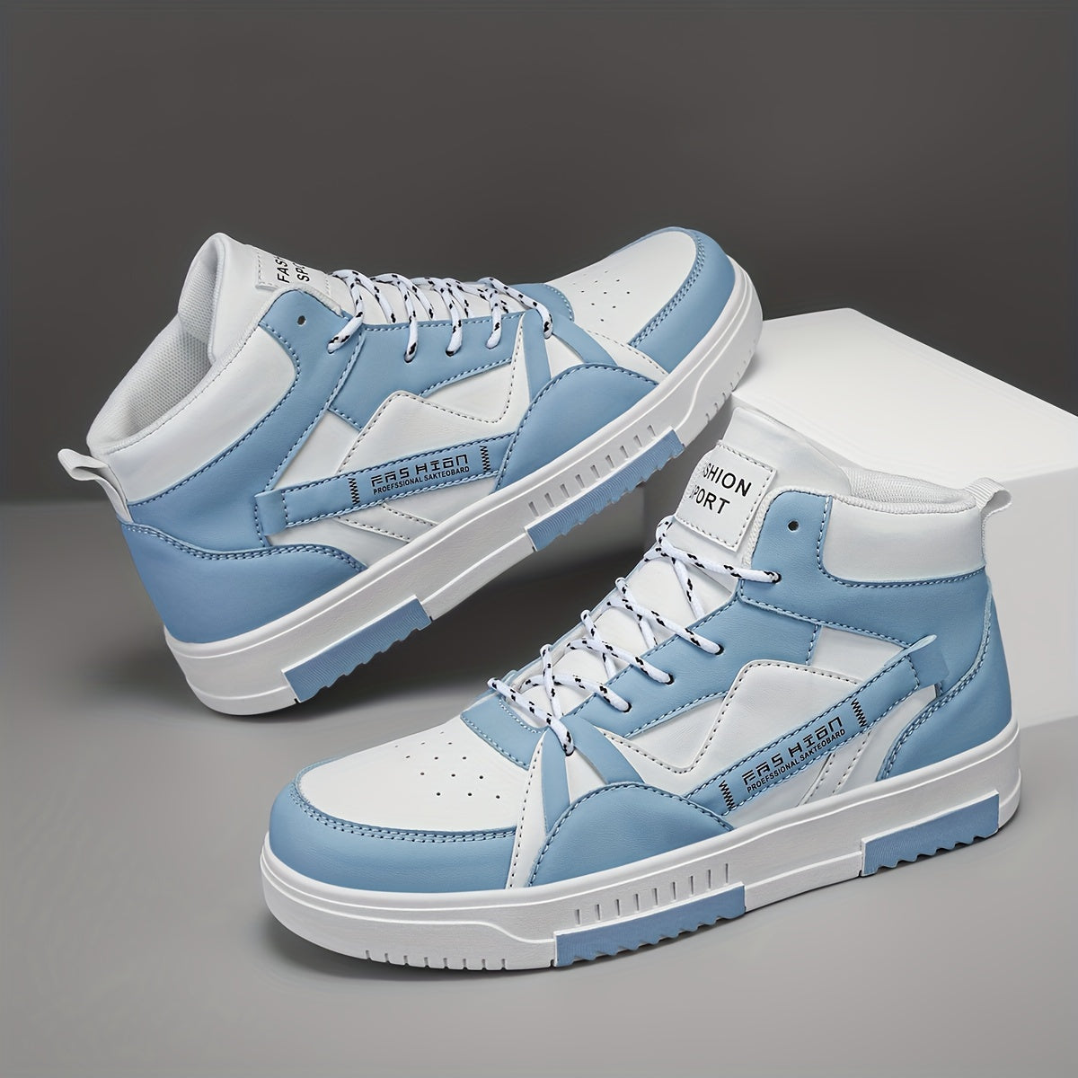 Men's High-Top Skate Sneakers Black White Gray Orange Casual Outdoor Sporty