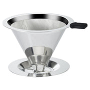 Single Cup Stainless Steel Pour Over Coffee Filter Double Mesh Cone Strainer