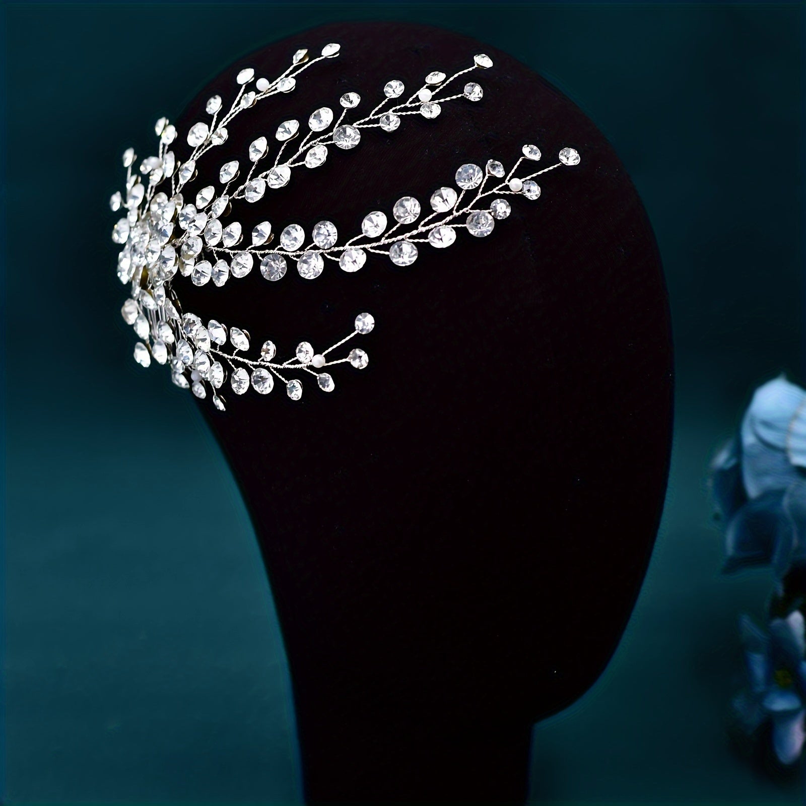 Women's Leaf-Shaped Rhinestone Hair Comb for Bridal Wedding and Events