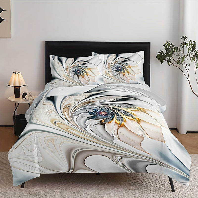 Marble Print Bedding Set 3 Piece Duvet Cover and Pillowcases Soft Comfort for Bedroom or Guest Room