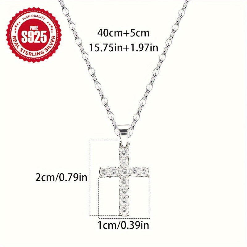 Women's Lip Necklace with Cross Pendant Sparkling Stylish Hypoallergenic Lightweight for Parties and Daily Wear