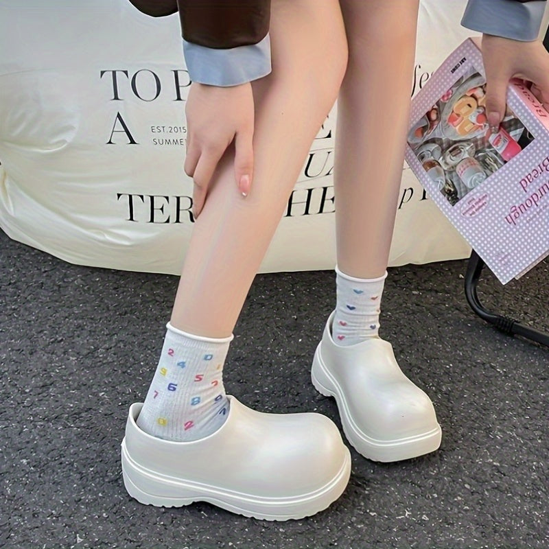 Men Women Waterproof Black Rain Boots EVA Flat Lace-Up All-Season Casual