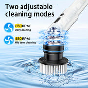White Electric Cleaning Brush with Long Handle USB Rechargeable 2000mAh Battery