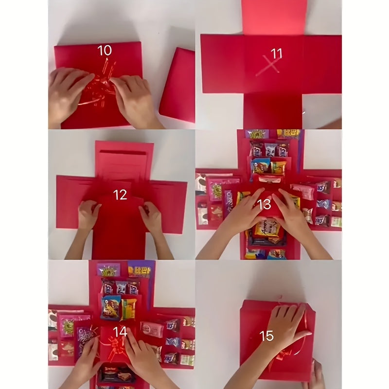 5-Tier Pop-Up Gift Box with Lid for Birthdays Weddings and Events Durable Polyester